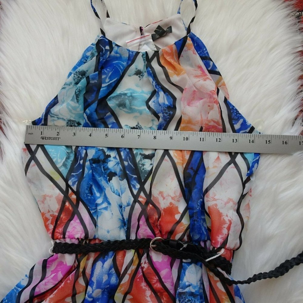 NWT Lily Rose Belted Maxi Dress Halter Neck Sleeveless Floral Boho Geometric XS - Picture 11 of 12